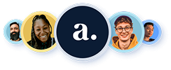 colorful portraits of people surrounding the Acolad logo